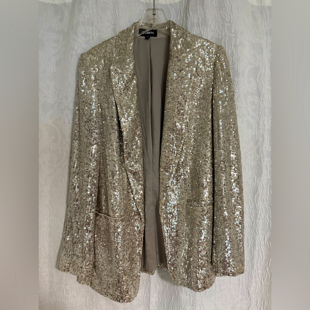 Express Gold Sequin Blazer